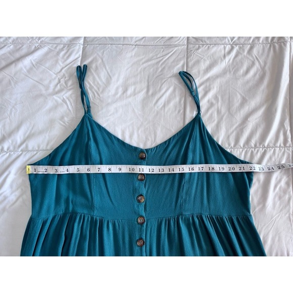 Kori America Jumper Romper Sleeveless 1x Green Adjustable Straps Bohemian Flowy - Picture 3 of 12